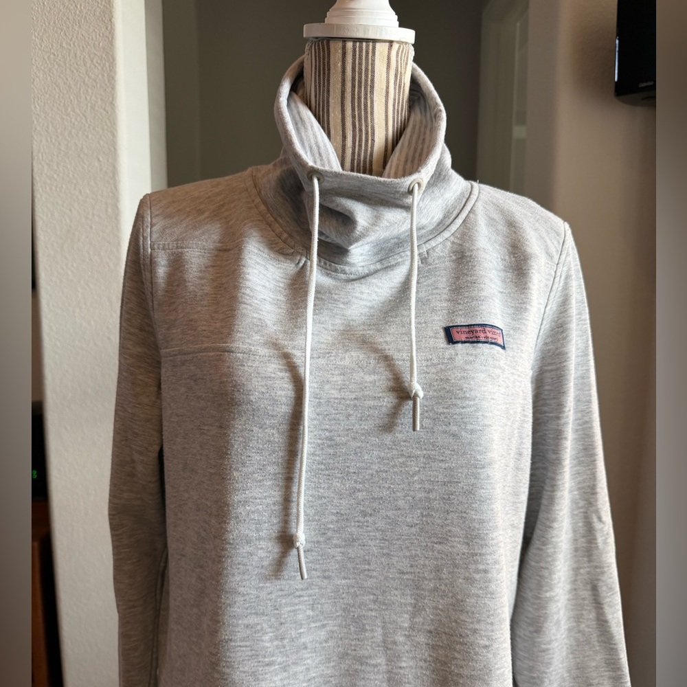 Vineyard Vines Gray Cowl Neck Pullover Sweater medium stripes - Picture 4 of 14